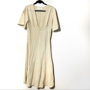 Kristinit Cottagecore Boho Coastal Cotton Midi Dress in Ivory Size Medium